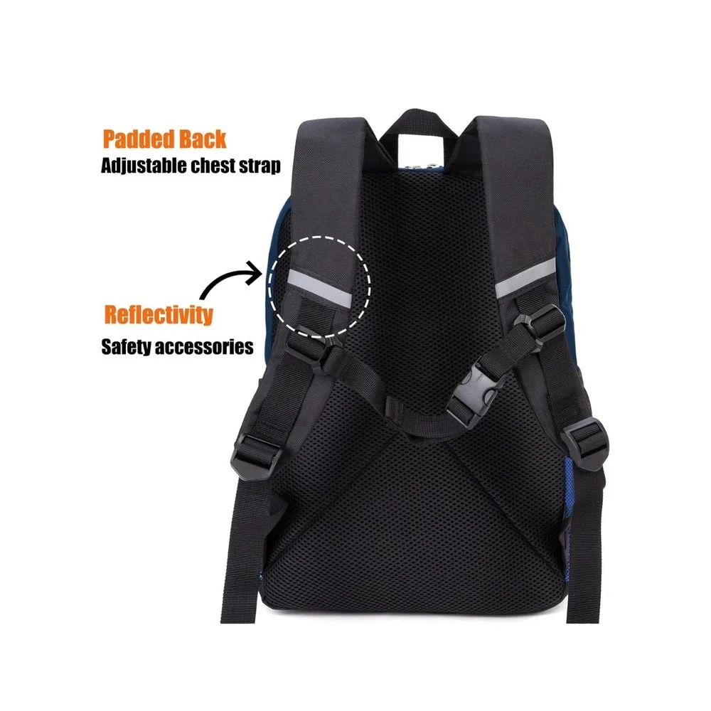 Kids Navy Blue Red Royal Blue Backpack School Bag Water Resistant Reflective‎